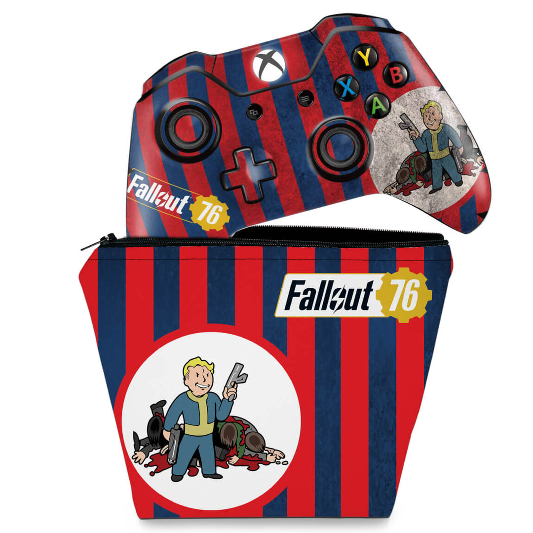 KIT Capa Case e Skin Anti-Rage Xbox One Fat Controle - Fallout 76