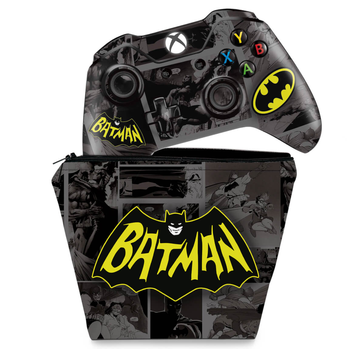 KIT Capa Case e Skin Anti-Rage Xbox One Fat Controle - Batman Comics