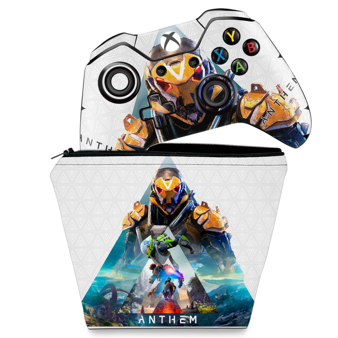 KIT Capa Case e Skin Anti-Rage Xbox One Fat Controle - Anthem