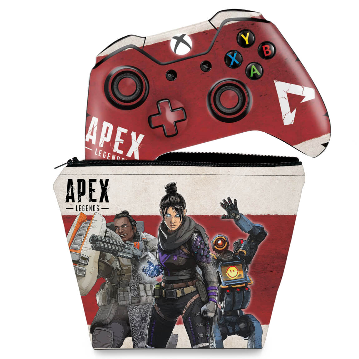KIT Capa Case e Skin Anti-Rage Xbox One Fat Controle - Apex Legends