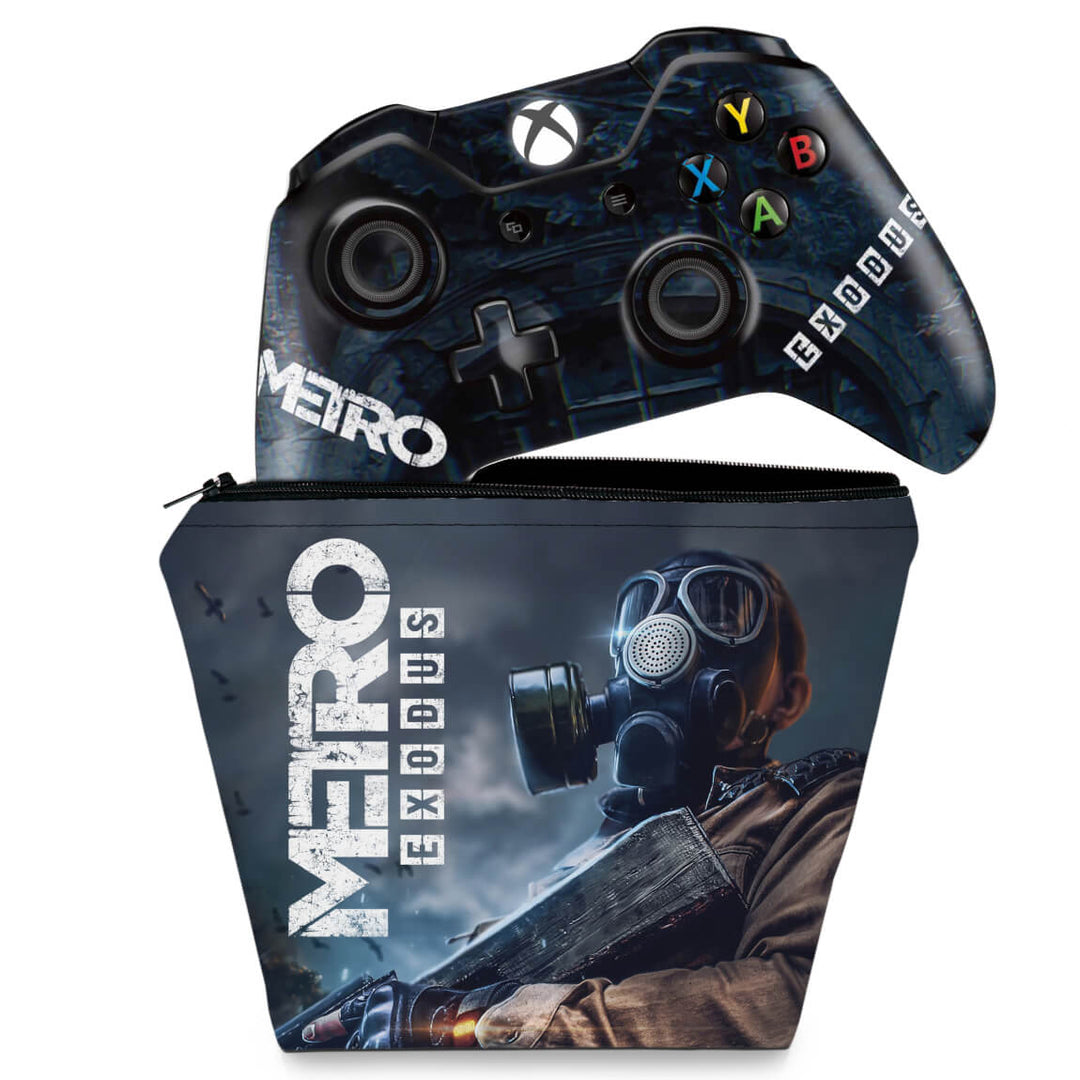 KIT Capa Case e Skin Anti-Rage Xbox One Fat Controle - Metro Exodus