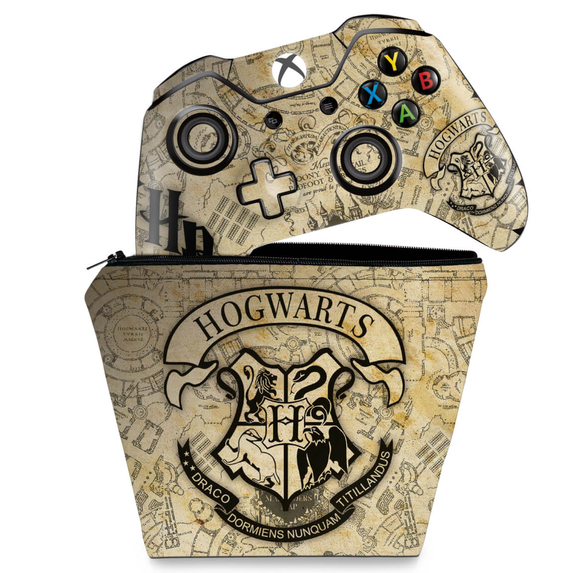 KIT Capa Case e Skin Anti-Rage Xbox One Fat Controle - Harry Potter