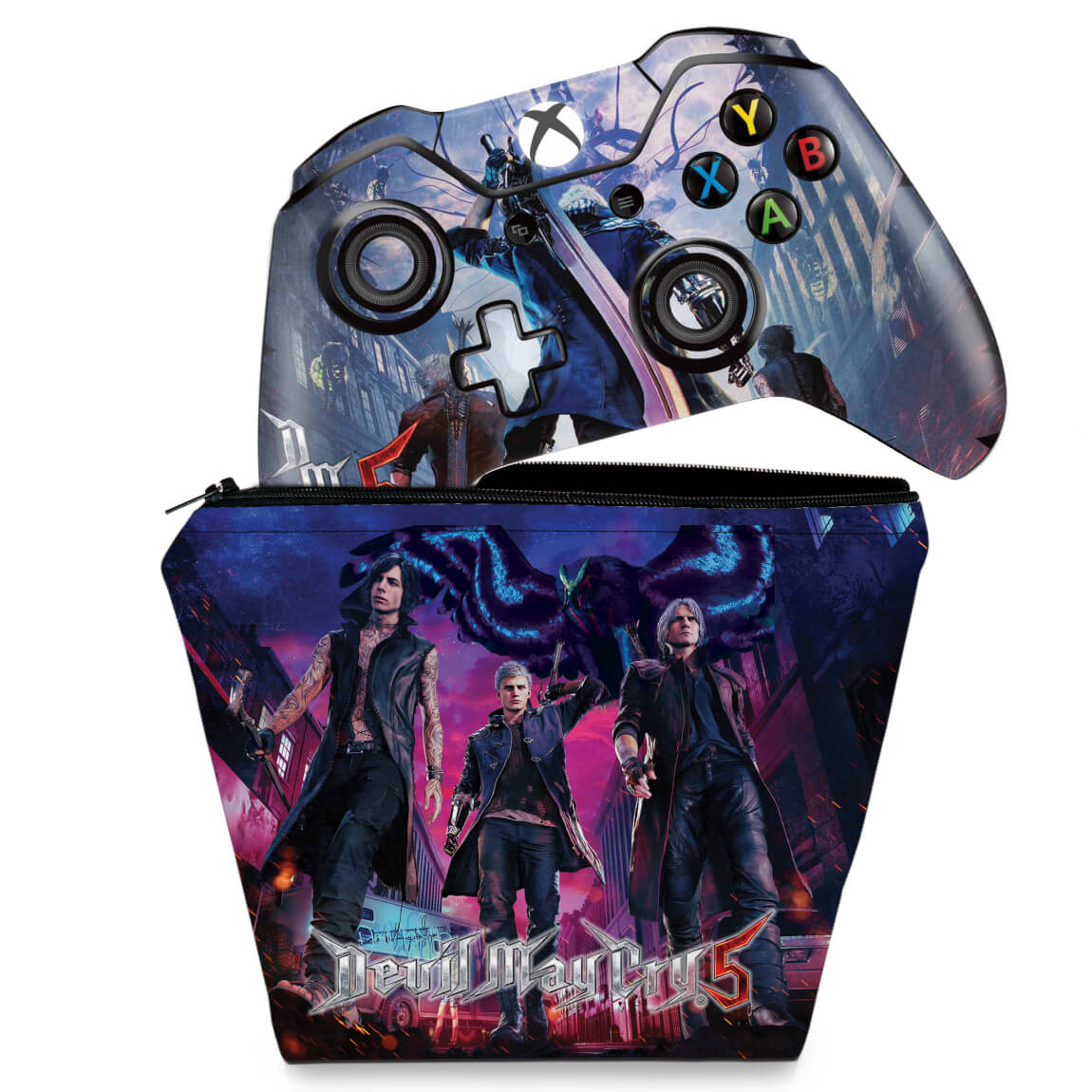 KIT Capa Case e Skin Anti-Rage Xbox One Fat Controle - Devil May Cry 5