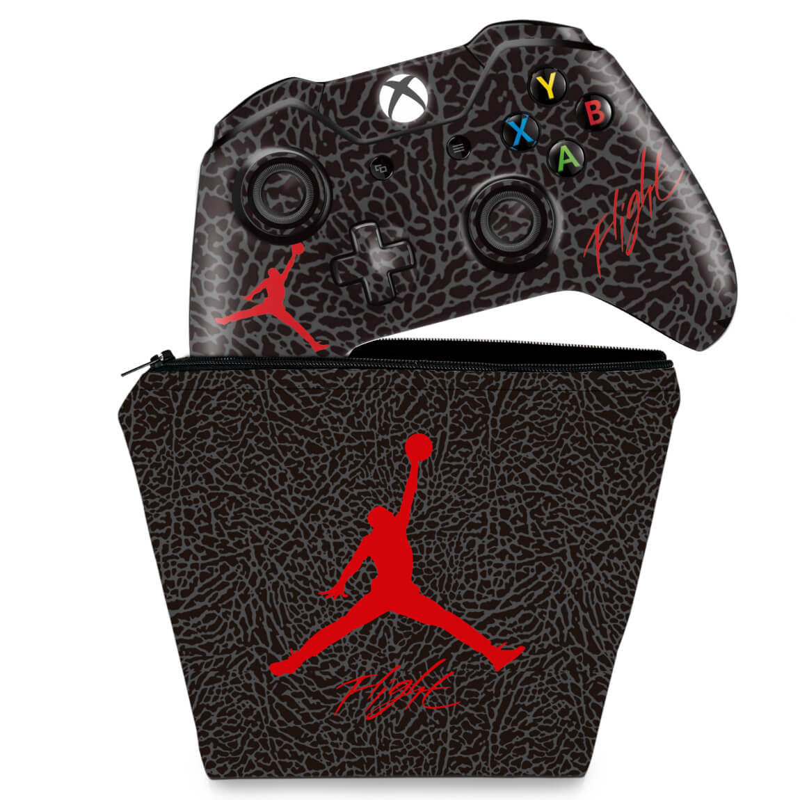KIT Capa Case e Skin Anti-Rage Xbox One Fat Controle - Air Jordan Flight