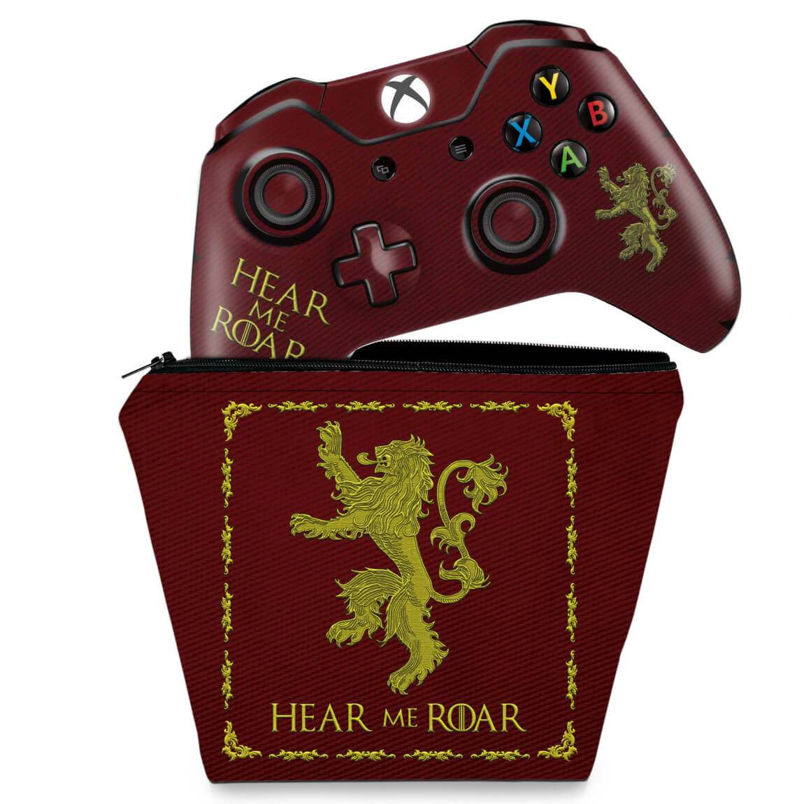KIT Capa Case e Skin Anti-Rage Xbox One Fat Controle - Game Of Thrones Lannister
