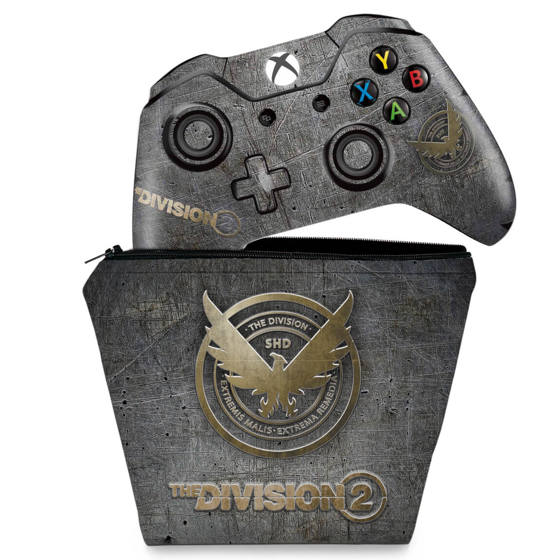 KIT Capa Case e Skin Anti-Rage Xbox One Fat Controle - The Division 2