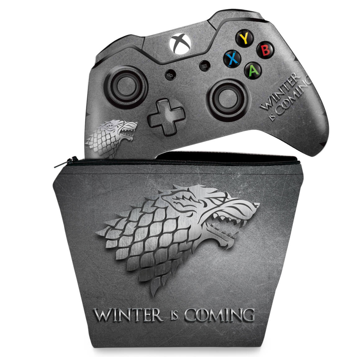 KIT Capa Case e Skin Anti-Rage Xbox One Fat Controle - Game Of Thrones Stark