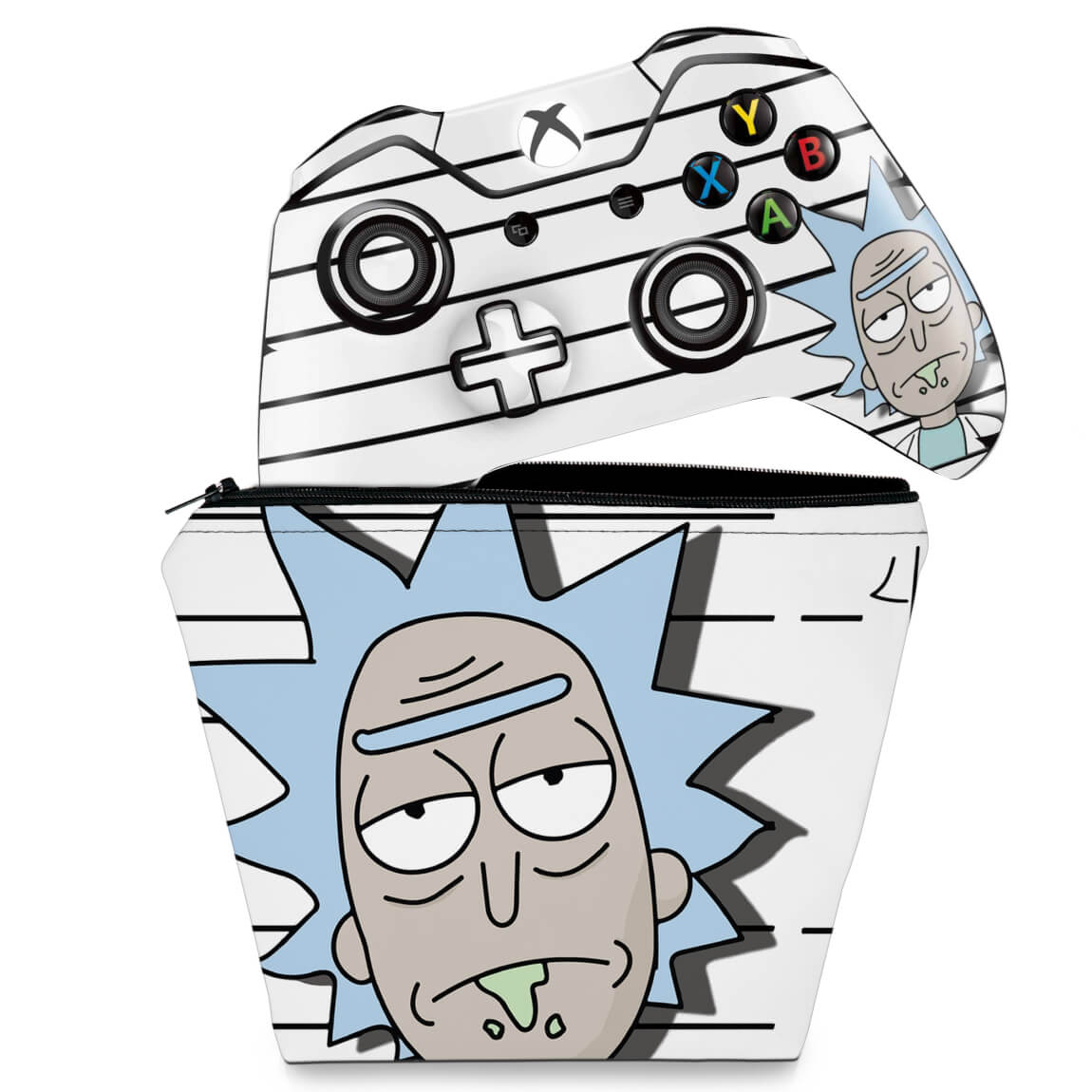 KIT Capa Case e Skin Anti-Rage Xbox One Fat Controle - Rick Rick and Morty
