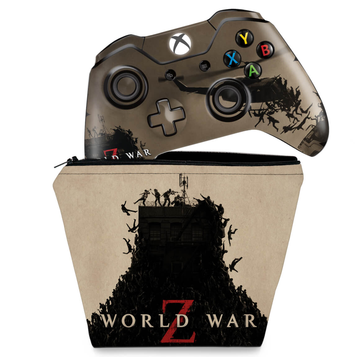 KIT Capa Case e Skin Anti-Rage Xbox One Fat Controle - World War Z