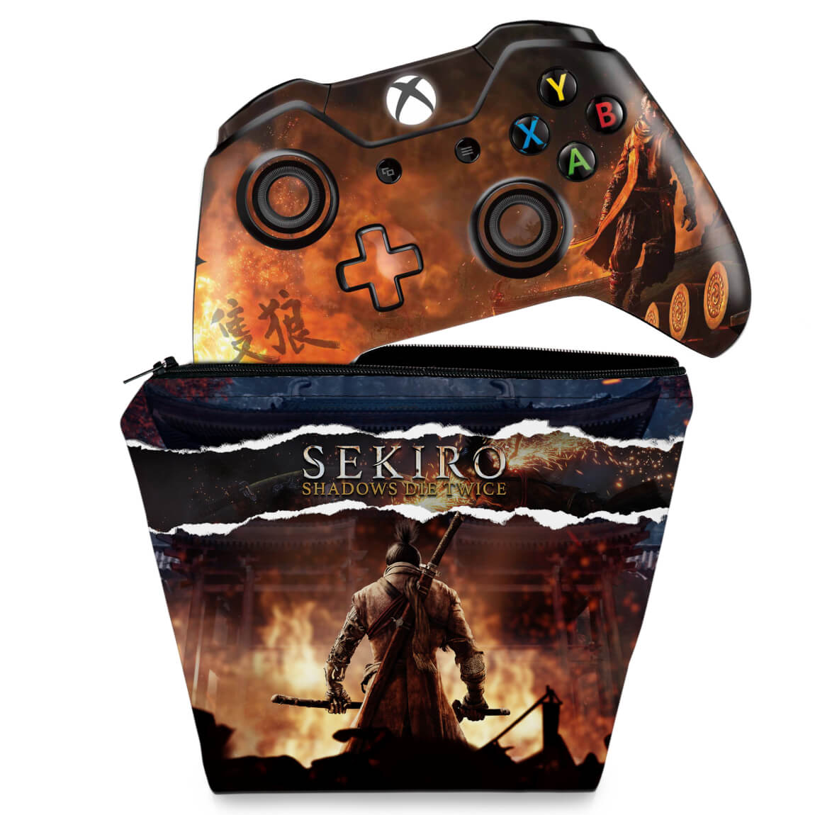 KIT Capa Case e Skin Anti-Rage Xbox One Fat Controle - Sekiro