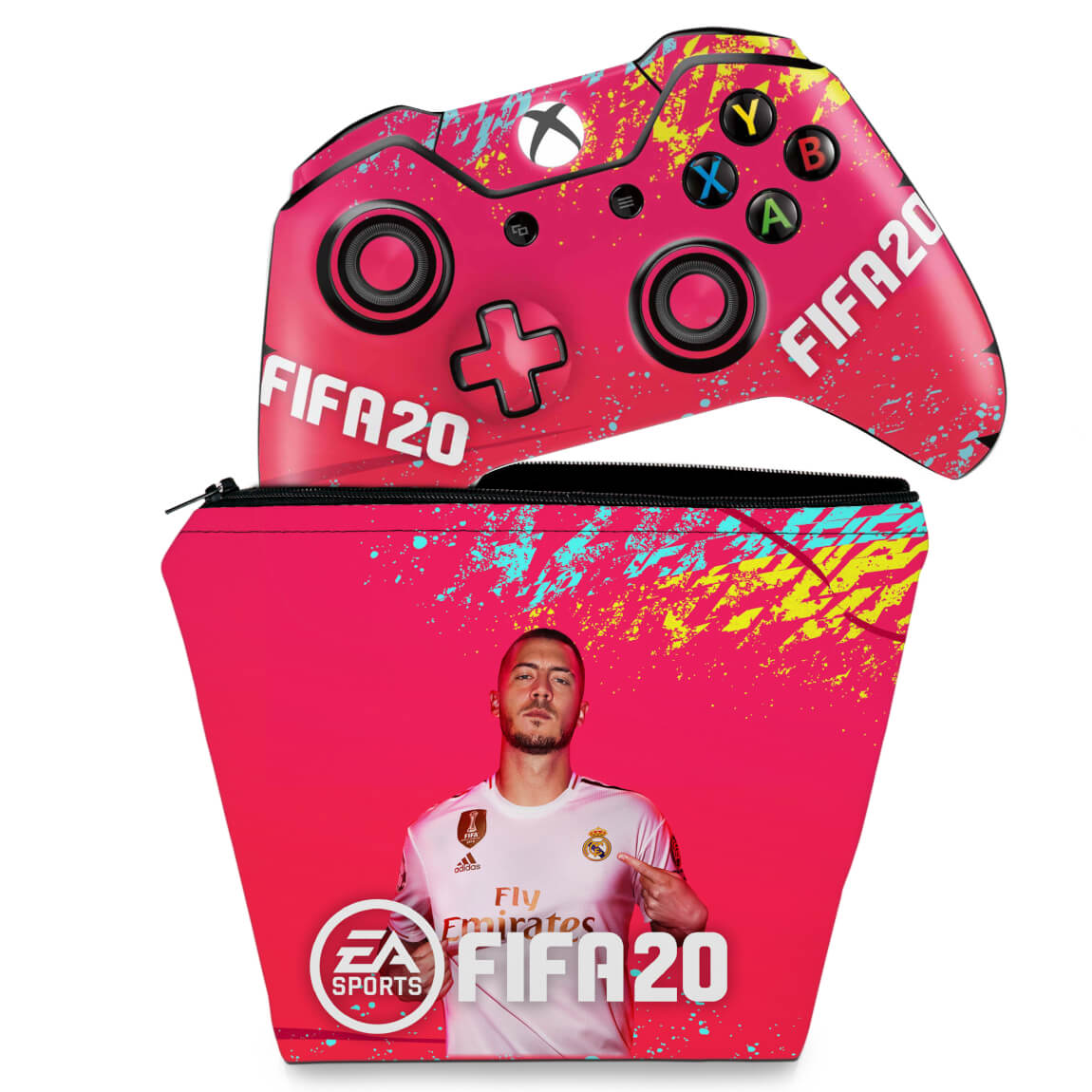 KIT Capa Case e Skin Anti-Rage Xbox One Fat Controle - FIFA 20