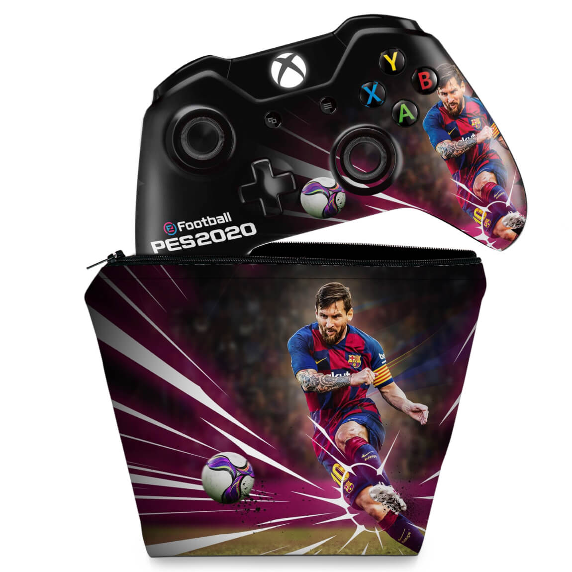 KIT Capa Case e Skin Anti-Rage Xbox One Fat Controle - PES 2020