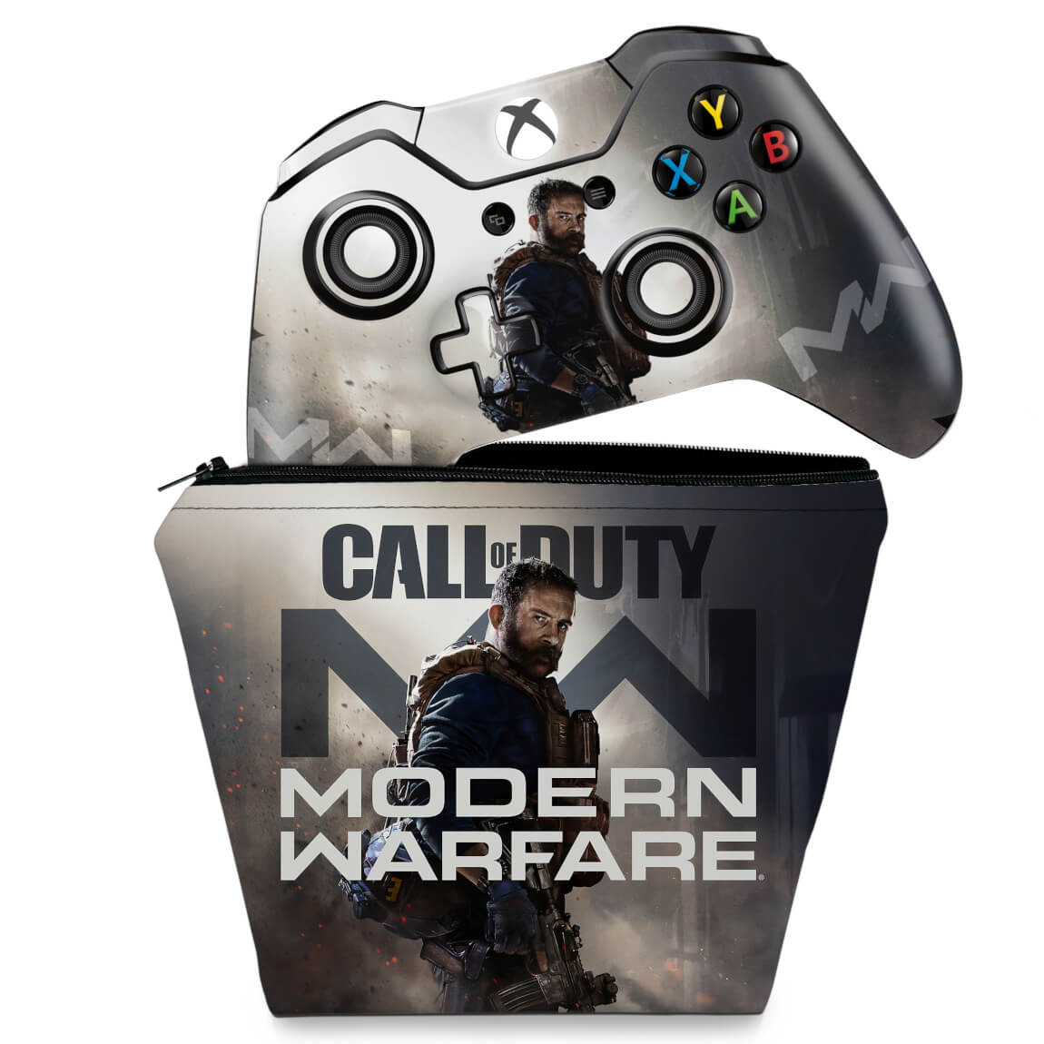 KIT Capa Case e Skin Anti-Rage Xbox One Fat Controle - Call Of Duty Modern Warfare