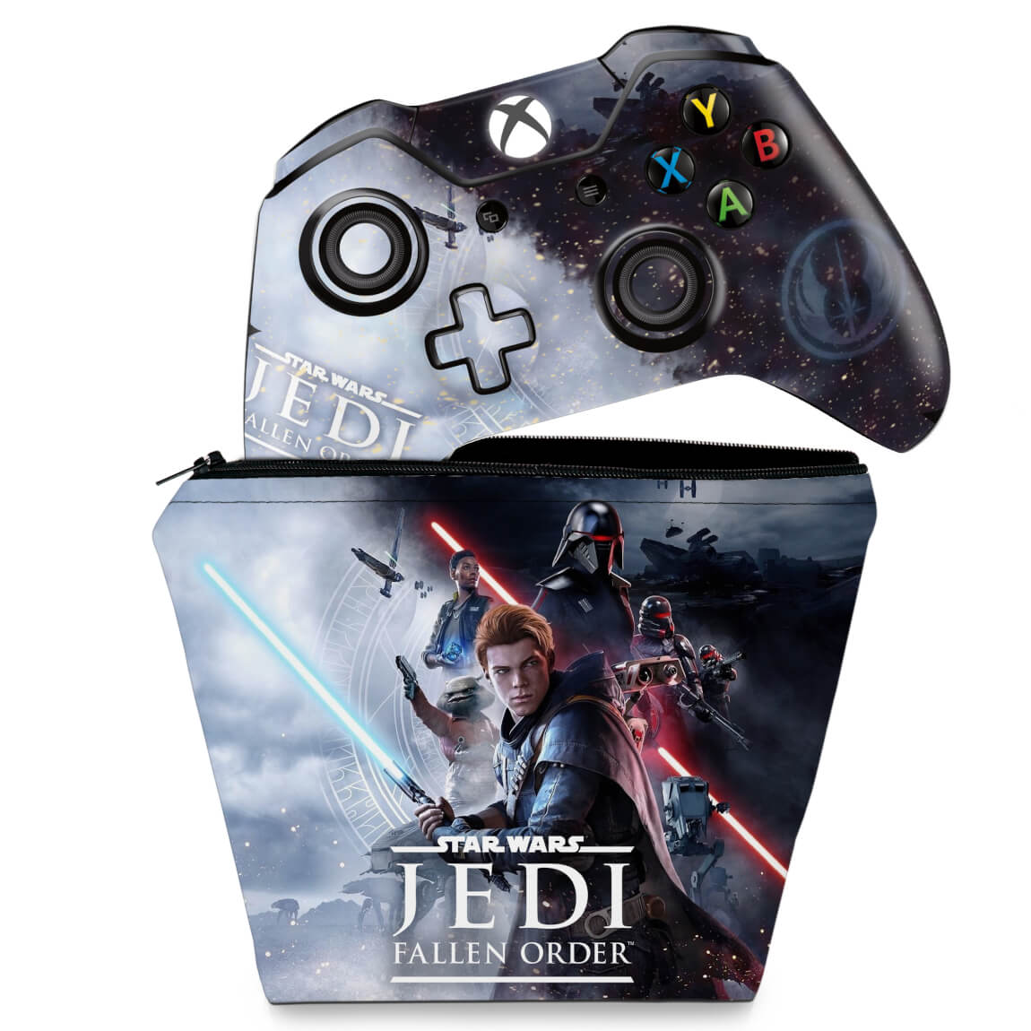 KIT Capa Case e Skin Anti-Rage Xbox One Fat Controle - Star Wars Jedi Fallen Order