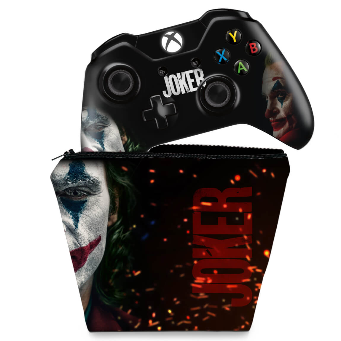 KIT Capa Case e Skin Anti-Rage Xbox One Fat Controle - Joker Coringa Filme