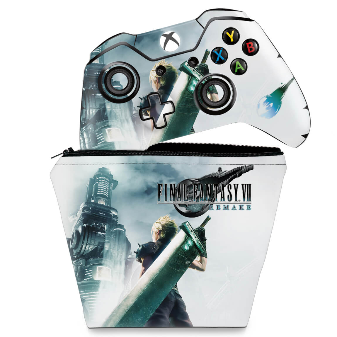 KIT Capa Case e Skin Anti-Rage Xbox One Fat Controle - Final Fantasy 7 Remake
