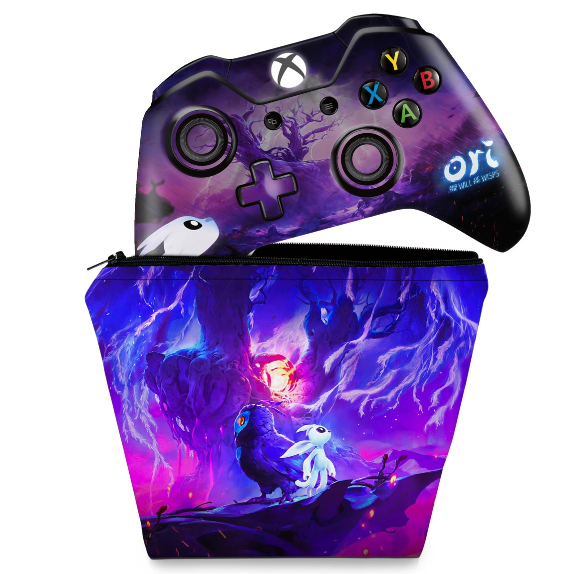 KIT Capa Case e Skin Anti-Rage Xbox One Fat Controle - Ori and the Will of the Wisps