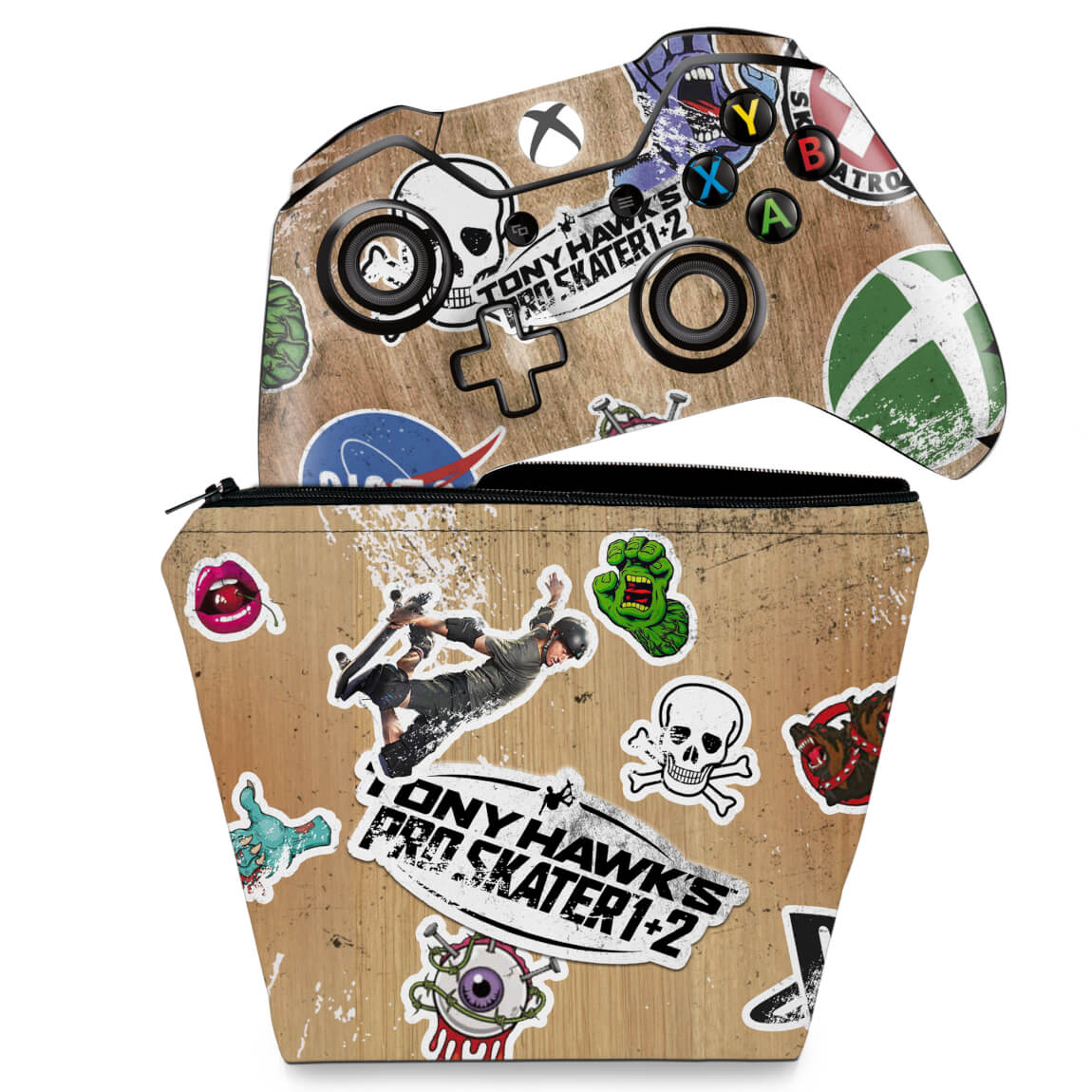 KIT Capa Case e Skin Anti-Rage Xbox One Fat Controle - Tony Hawk's Pro Skater