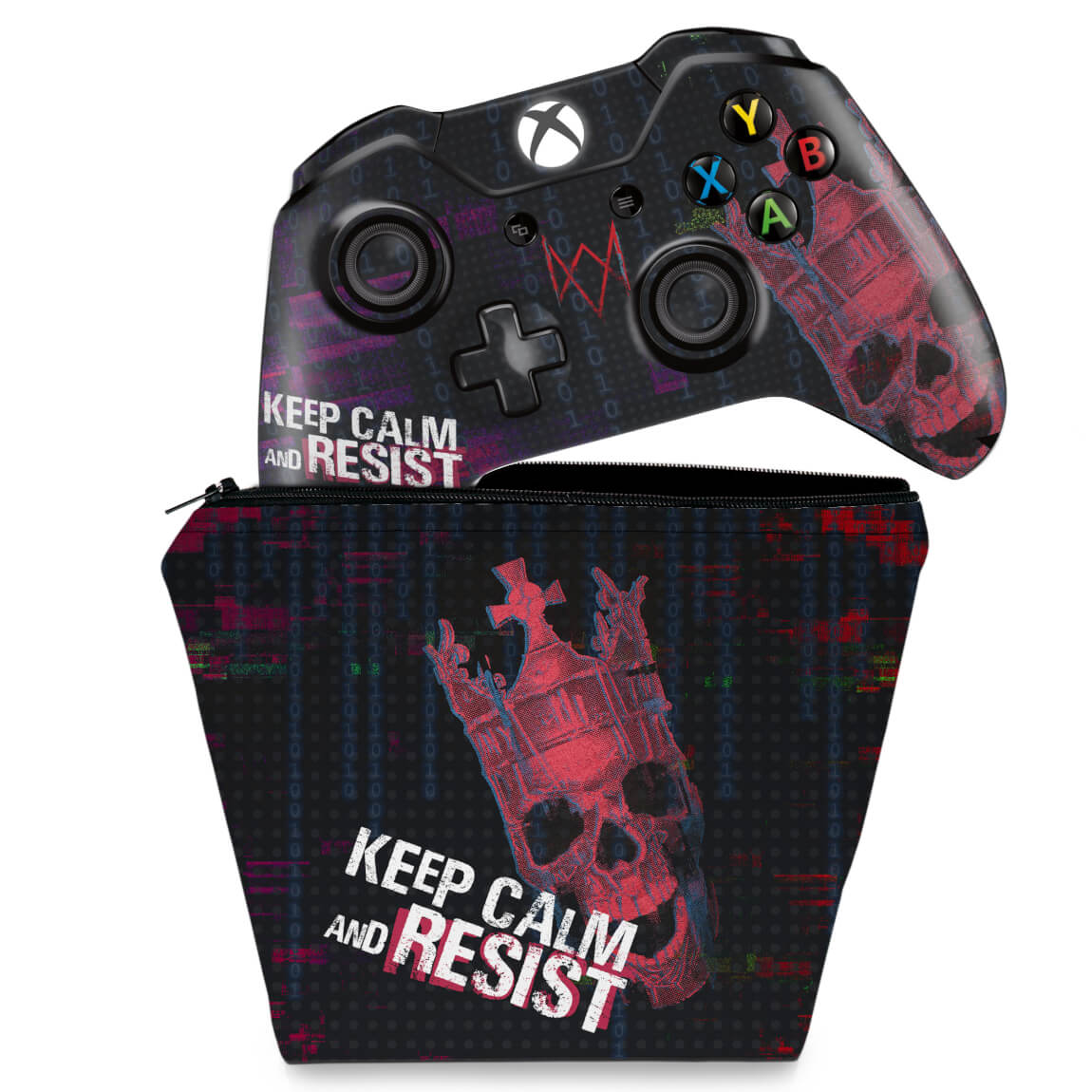 KIT Capa Case e Skin Anti-Rage Xbox One Fat Controle - Watch Dogs Legion