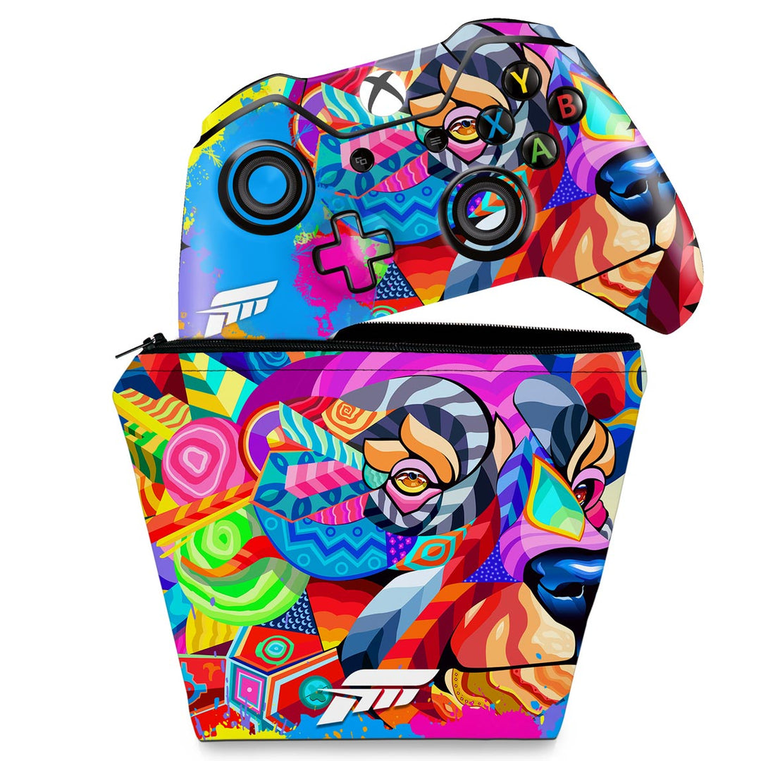 KIT Capa Case e Skin Anti-Rage Xbox One Fat Controle - Forza Horizon 5