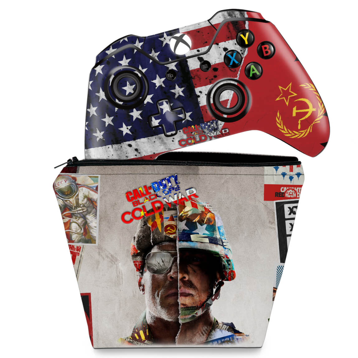 KIT Capa Case e Skin Anti-Rage Xbox One Fat Controle - Call Of Duty Cold War