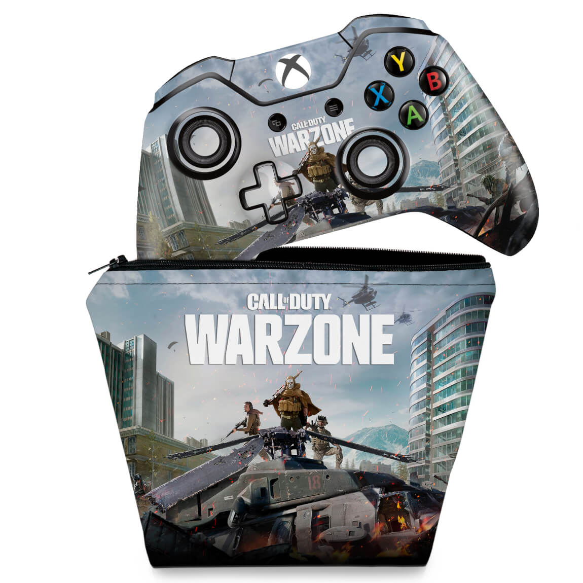 KIT Capa Case e Skin Anti-Rage Xbox One Fat Controle - Call of Duty Warzone