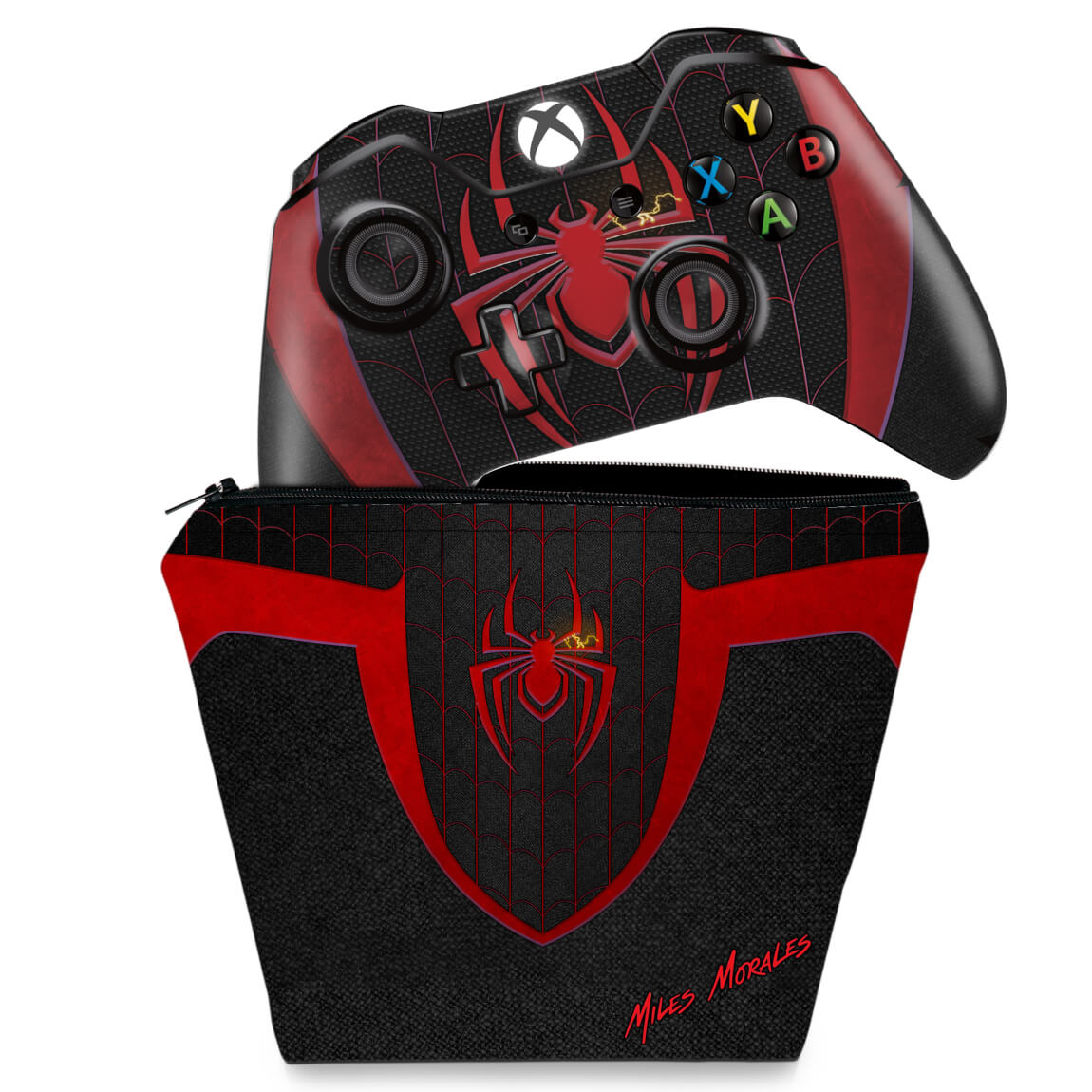 KIT Capa Case e Skin Anti-Rage Xbox One Fat Controle - Spider-Man: Miles Morales