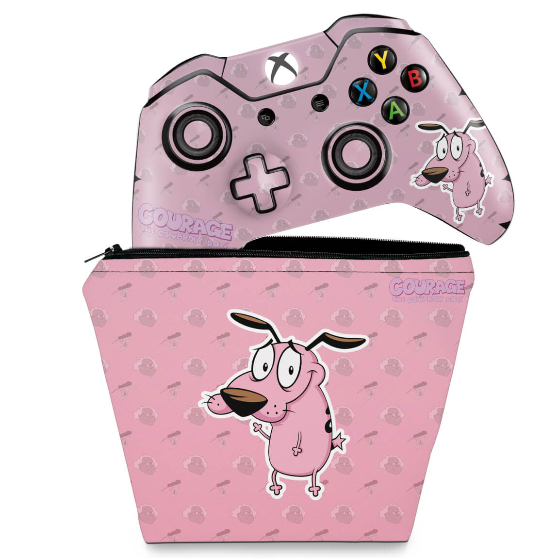 KIT Capa Case e Skin Anti-Rage Xbox One Fat Controle - Coragem: O cão covarde
