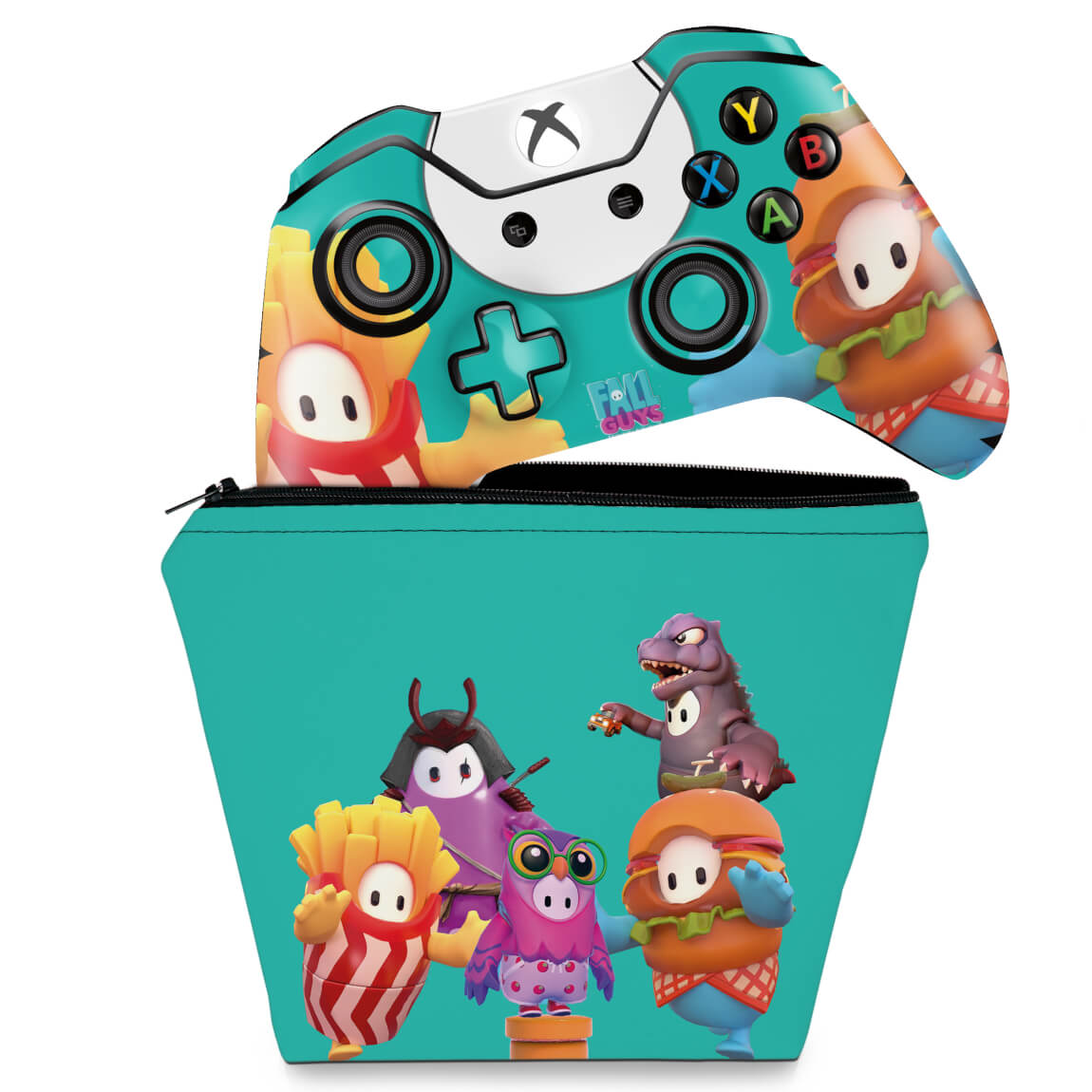 KIT Capa Case e Skin Anti-Rage Xbox One Fat Controle - Fall Guys
