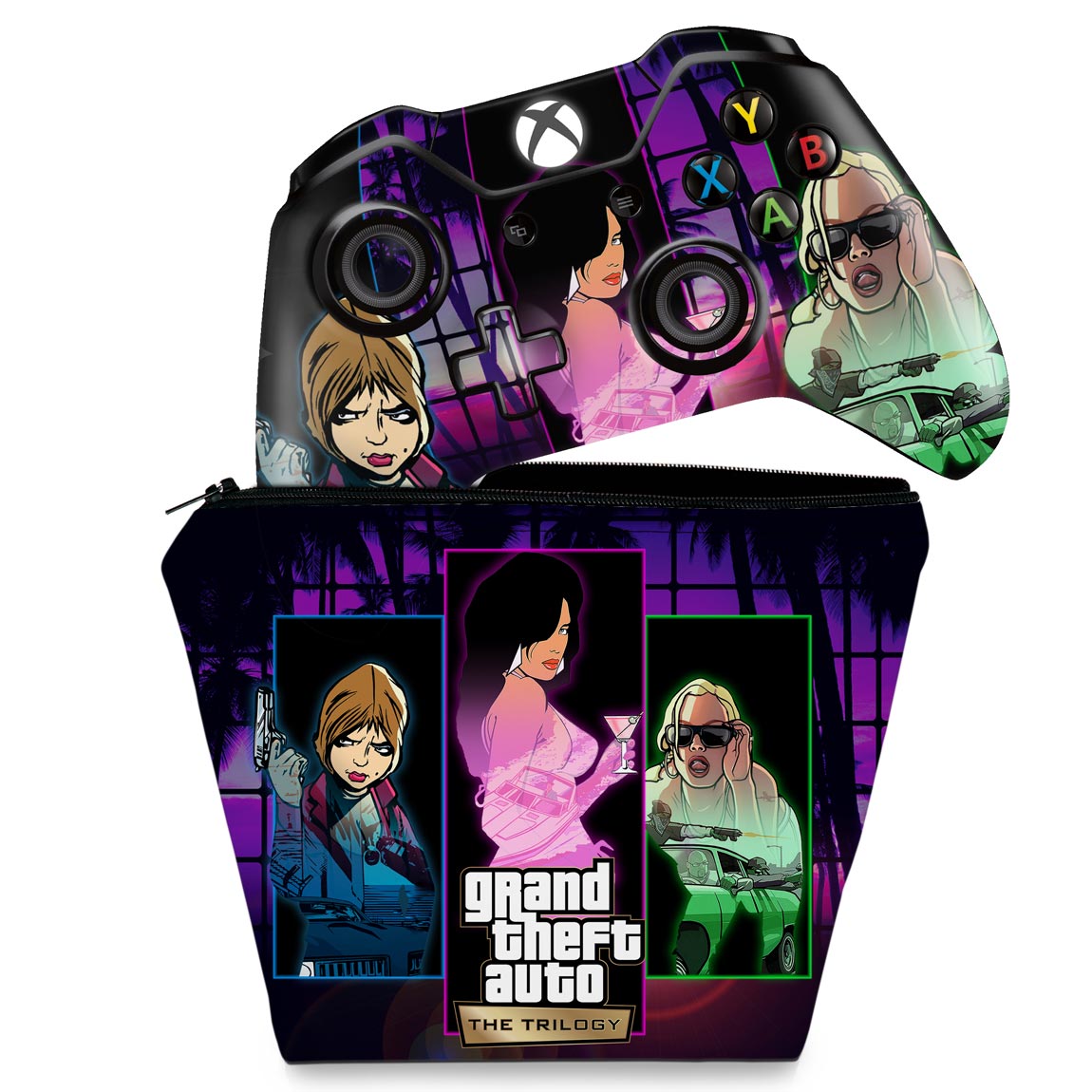 KIT Capa Case e Skin Anti-Rage Xbox One Fat Controle - GTA The Trilogy