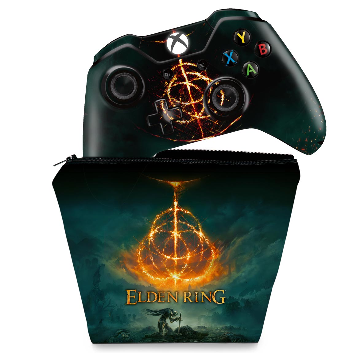 KIT Capa Case e Skin Anti-Rage Xbox One Fat Controle - Elden Ring