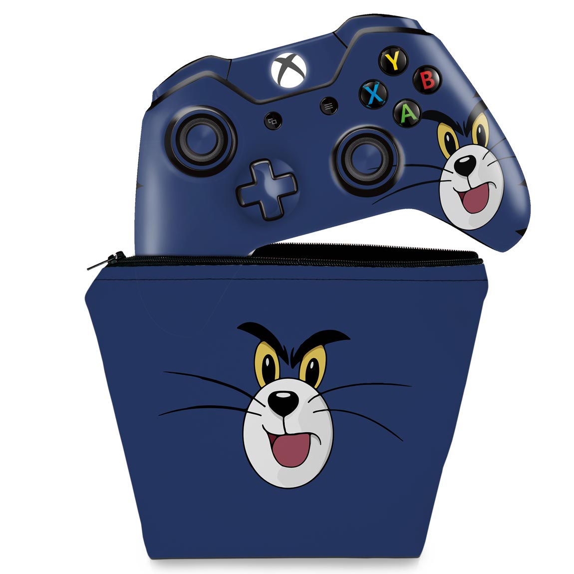 KIT Capa Case e Skin Anti-Rage Xbox One Fat Controle - Tom