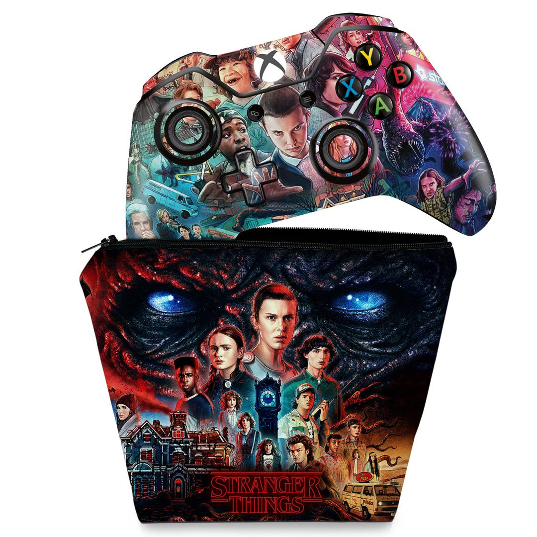 KIT Capa Case e Skin Anti-Rage Xbox One Fat Controle - Stranger Things