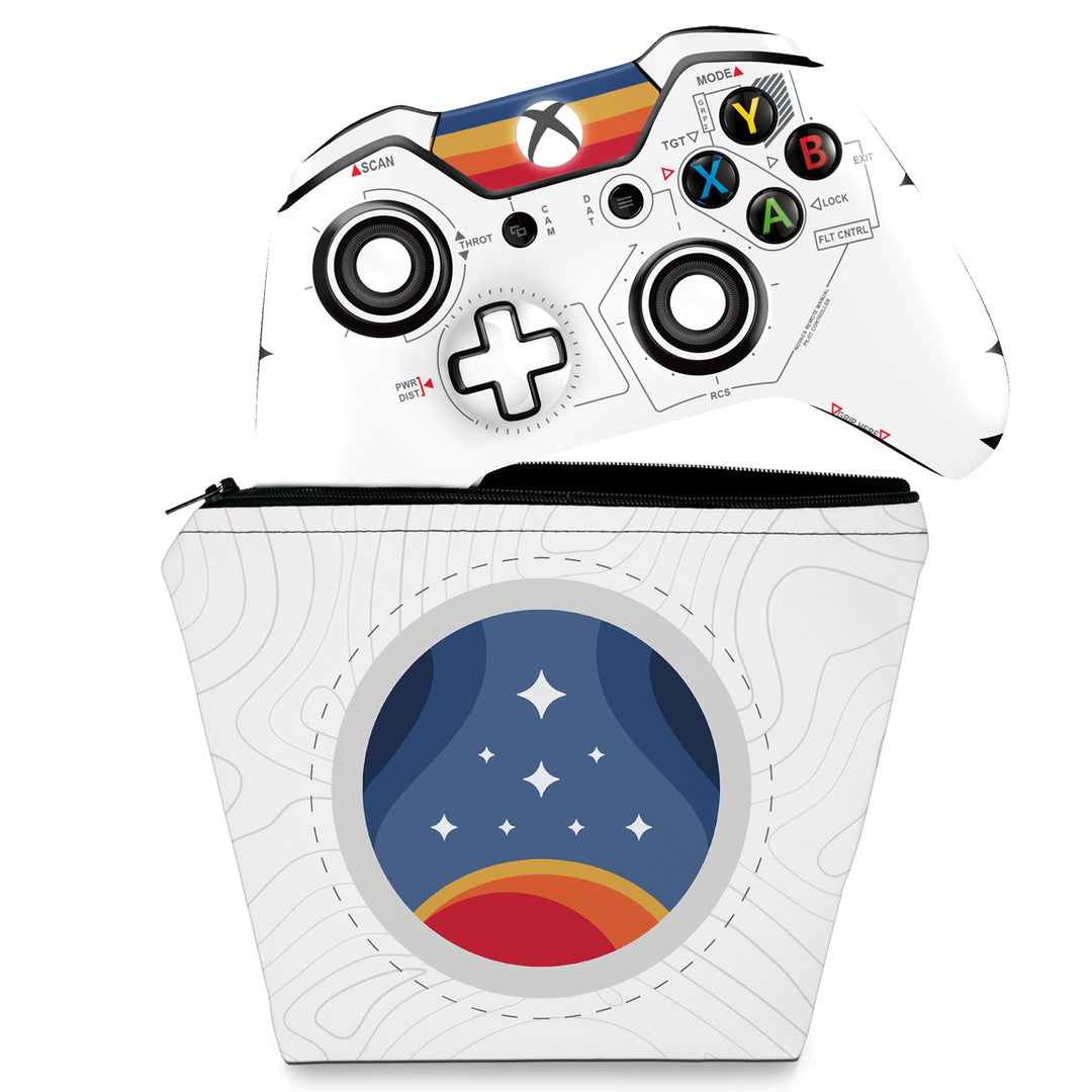 KIT Capa Case e Skin Anti-Rage Xbox One Fat Controle - Starfield Edition