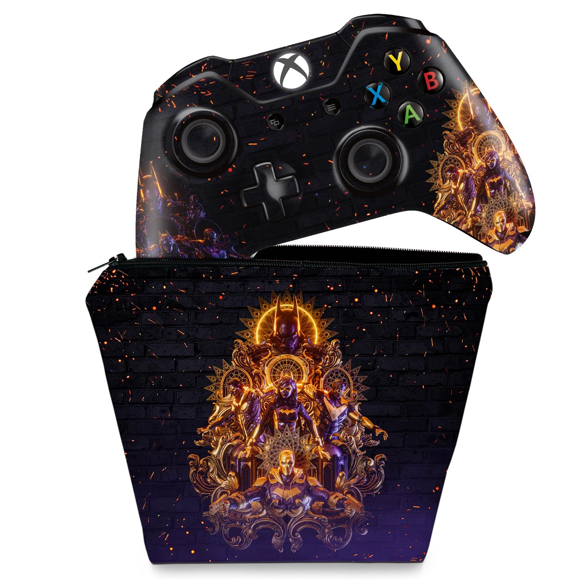 KIT Capa Case e Skin Anti-Rage Xbox One Fat Controle - Gotham Knights