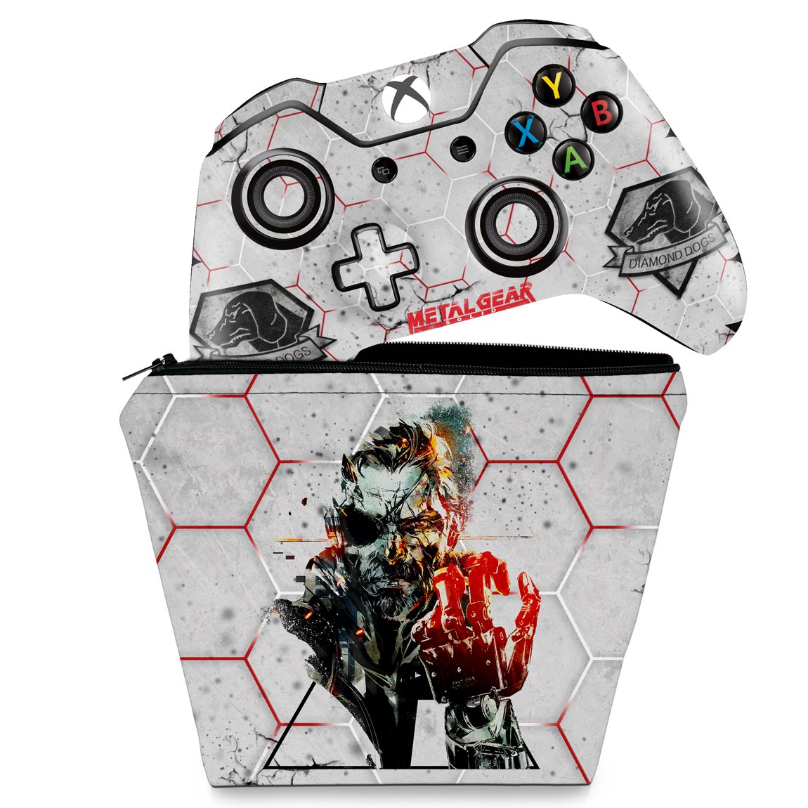 KIT Capa Case e Skin Anti-Rage Xbox One Fat Controle - Metal Gear Solid