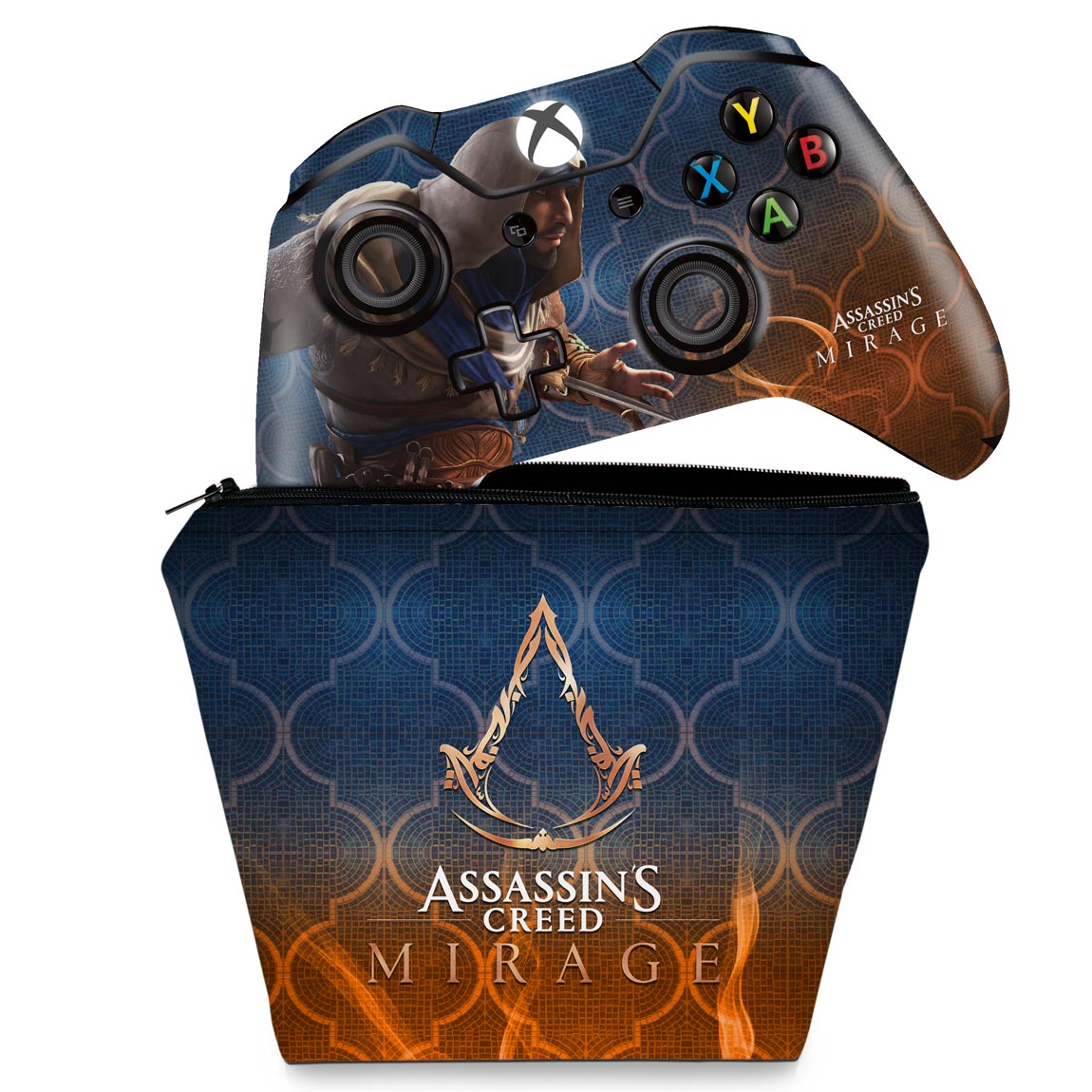 KIT Capa Case e Skin Anti-Rage Xbox One Fat Controle - Assassin's Creed Mirage