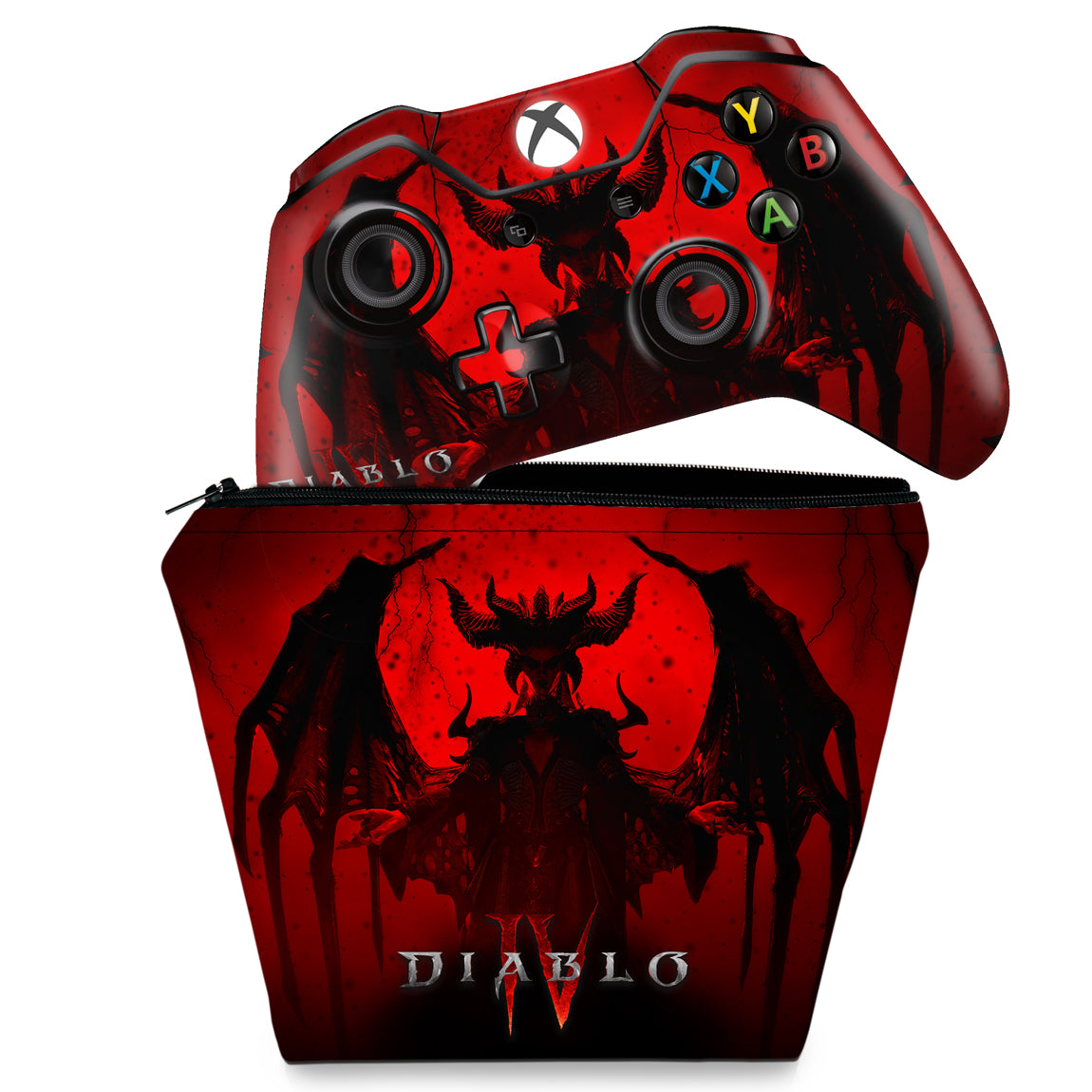 KIT Capa Case e Skin Anti-Rage Xbox One Fat Controle - Diablo IV 4