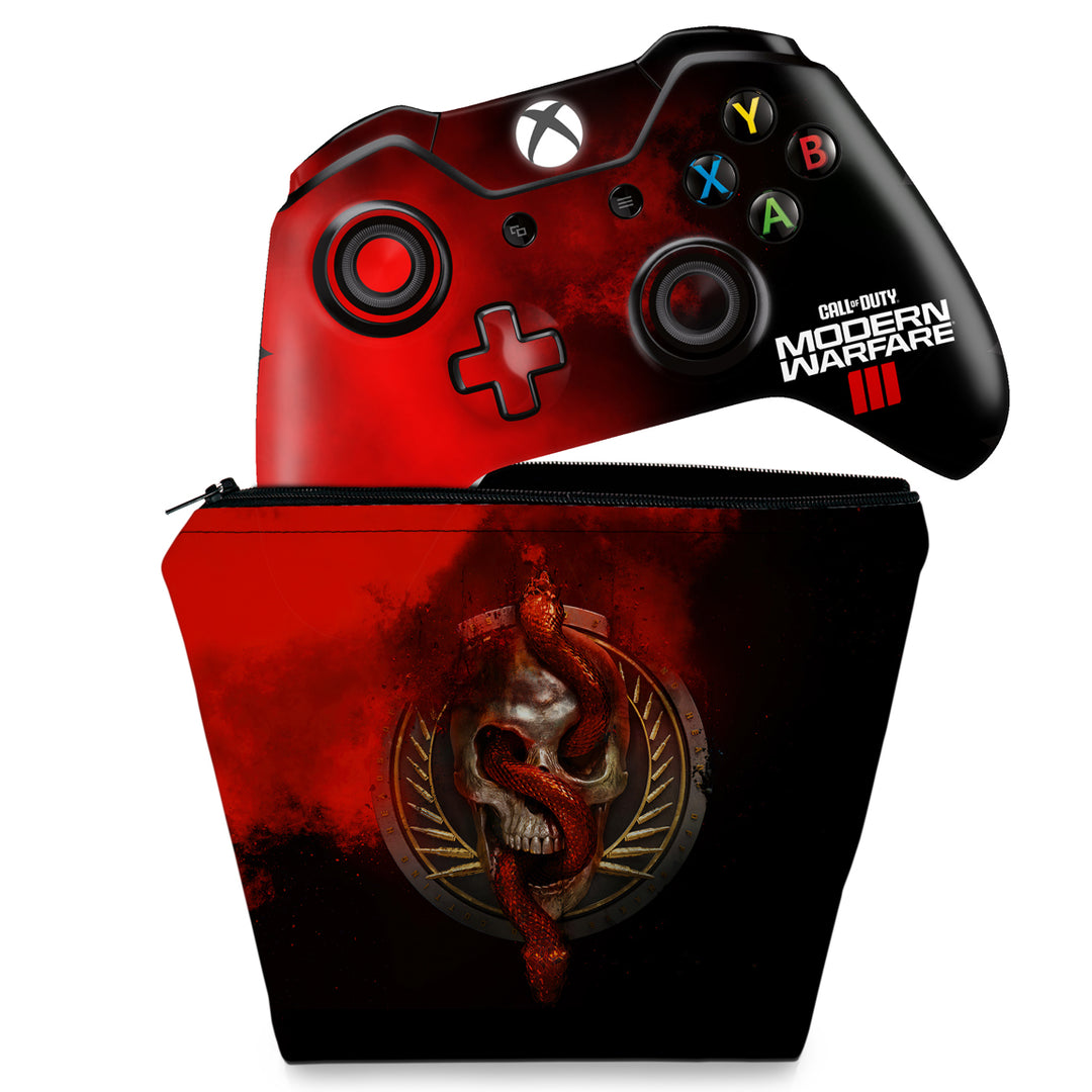 KIT Capa Case e Skin Anti-Rage Xbox One Fat Controle - Call Of Duty Modern Warfare III