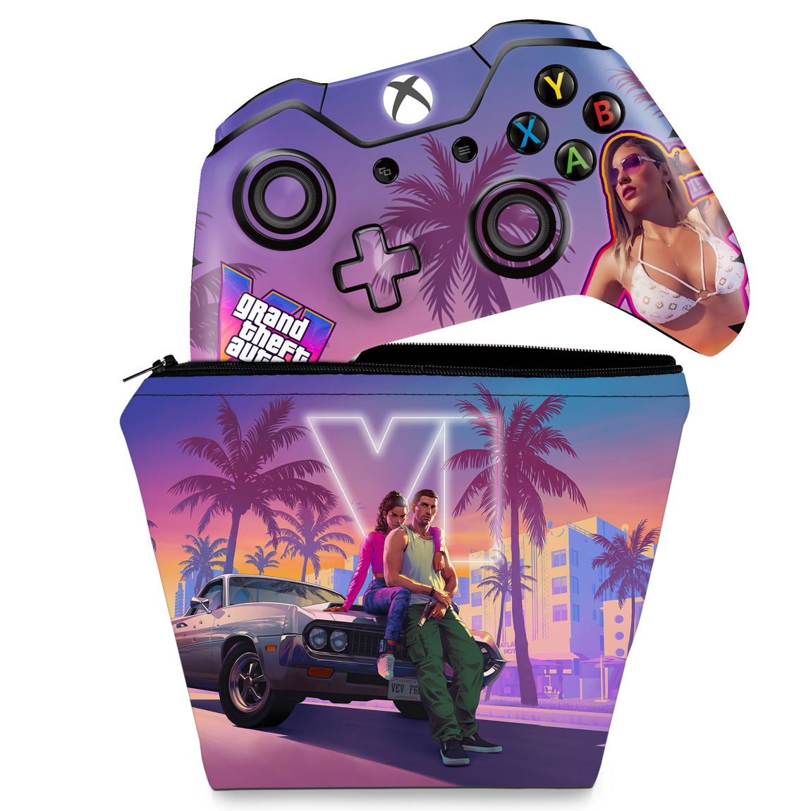 KIT Capa Case e Skin Anti-Rage Xbox One Fat Controle - GTA 6 VI