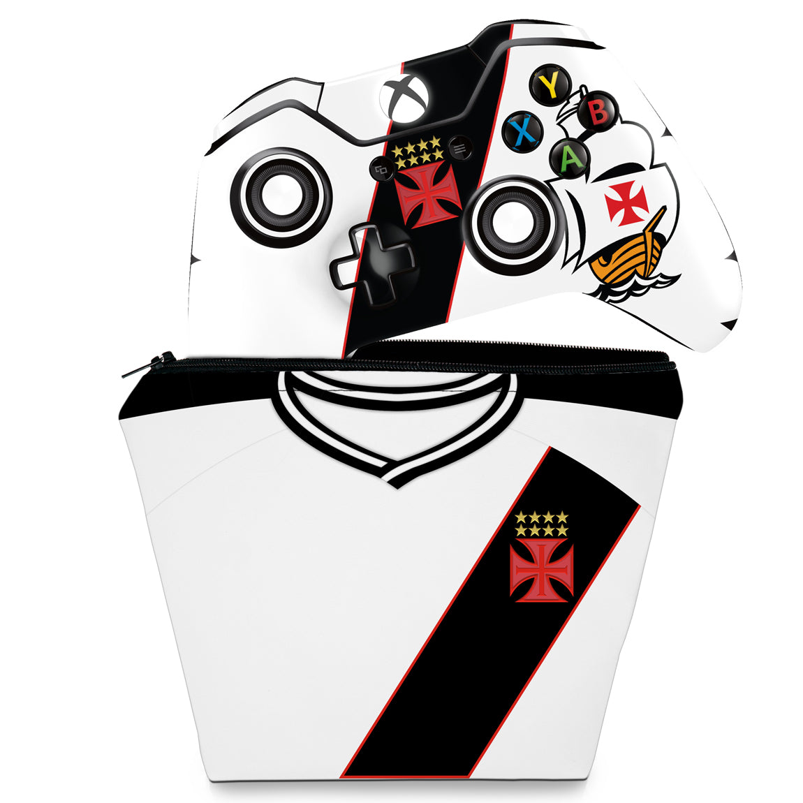 KIT Capa Case e Skin Anti-Rage Xbox One Fat Controle - Vasco B