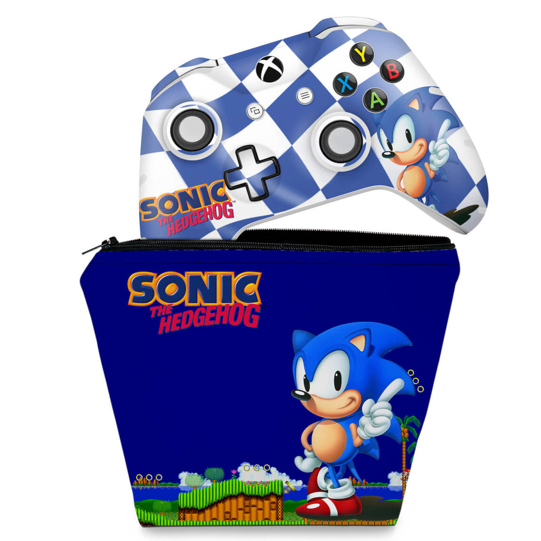 KIT Capa Case e Skin Anti-Rage Xbox One Slim X Controle - Sonic The Hedgehog