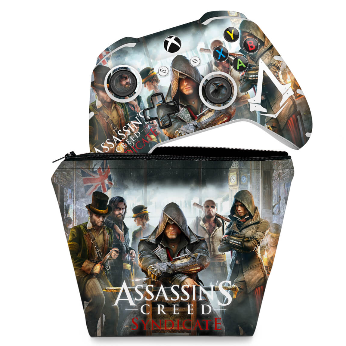KIT Capa Case e Skin Anti-Rage Xbox One Slim X Controle - Assassin's Creed Syndicate