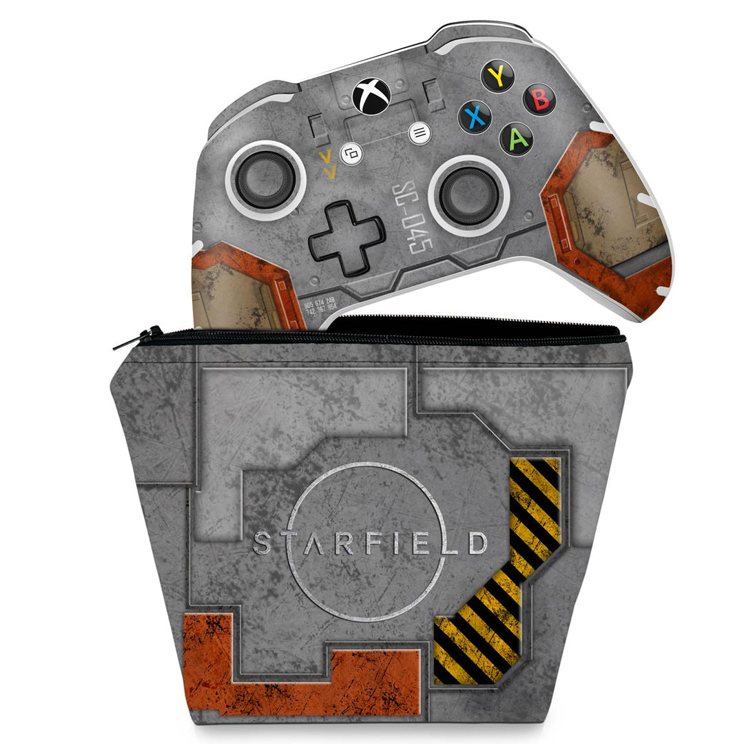 KIT Capa Case e Skin Anti-Rage Xbox One Slim X Controle - Starfield