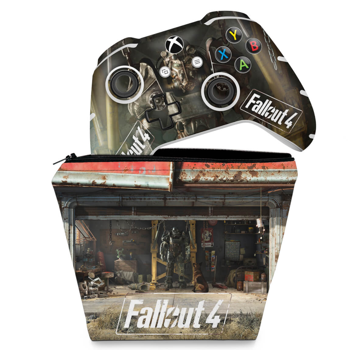 KIT Capa Case e Skin Anti-Rage Xbox One Slim X Controle - Fallout 4