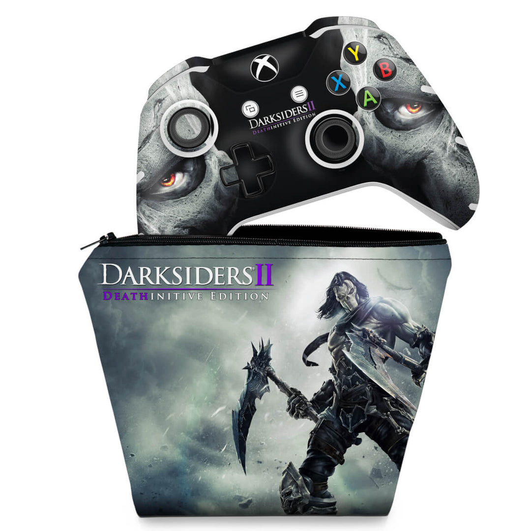 KIT Capa Case e Skin Anti-Rage Xbox One Slim X Controle - Darksiders 2 Deathinitive Edition