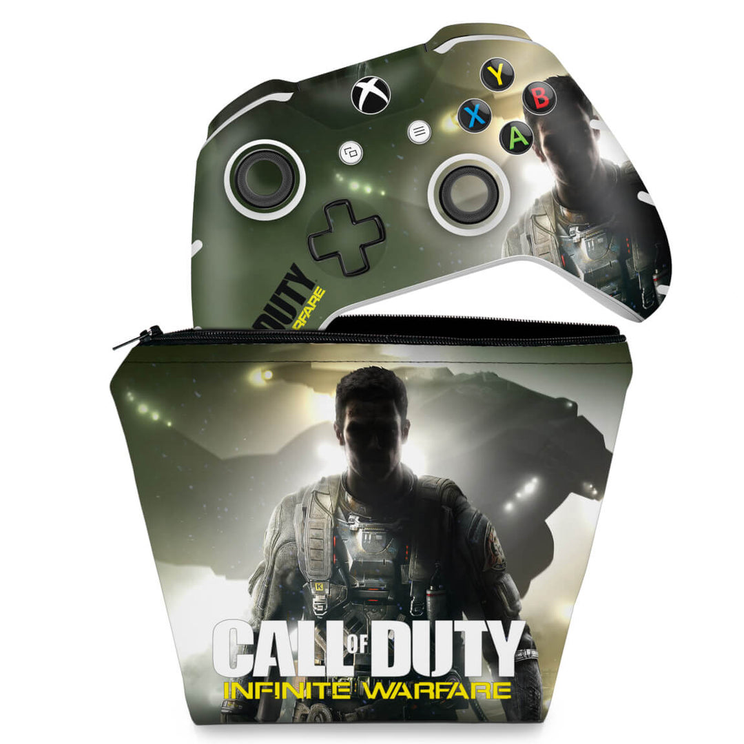 KIT Capa Case e Skin Anti-Rage Xbox One Slim X Controle - Call of Duty: Infinite Warfare