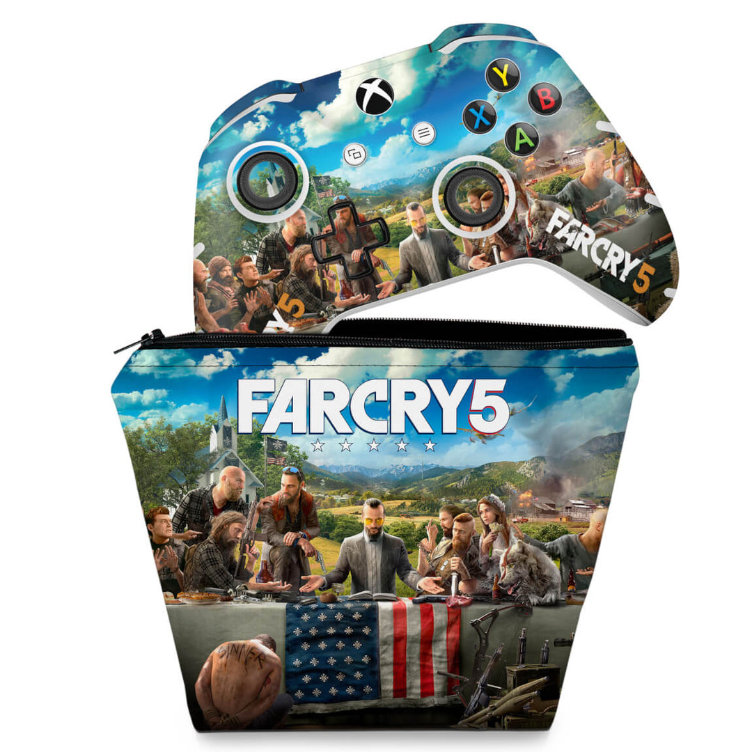 KIT Capa Case e Skin Anti-Rage Xbox One Slim X Controle - Far Cry 5