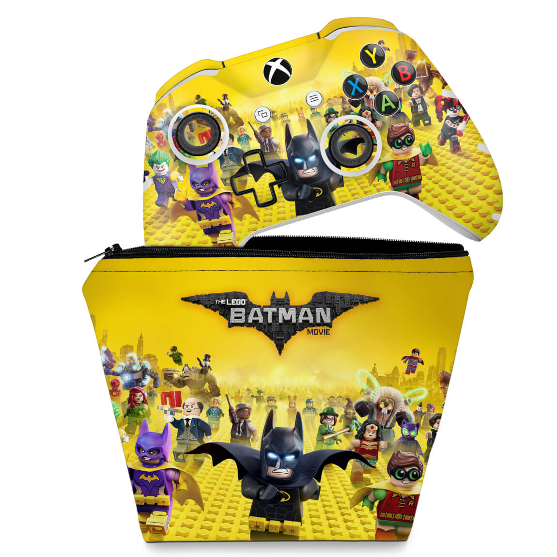 KIT Capa Case e Skin Anti-Rage Xbox One Slim X Controle - Lego Batman