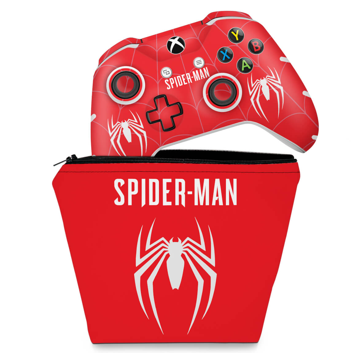 KIT Capa Case e Skin Anti-Rage Xbox One Slim X Controle - Spider-man Bundle